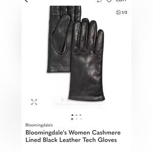 Bloomingdale's Black Leather Cashmere Tech Gloves